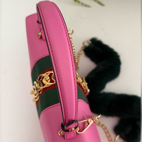 GUCCI Medium Sylvia Top Handle Bag in Pink ~ Excellent Condition w/cards - Picture 6 of 16